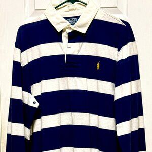 Vintage Polo Ralph Lauren Rugby Shirt Navy & White Men’s Large